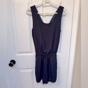 Navy Blue Mark Romper Shorts, silky and elegant